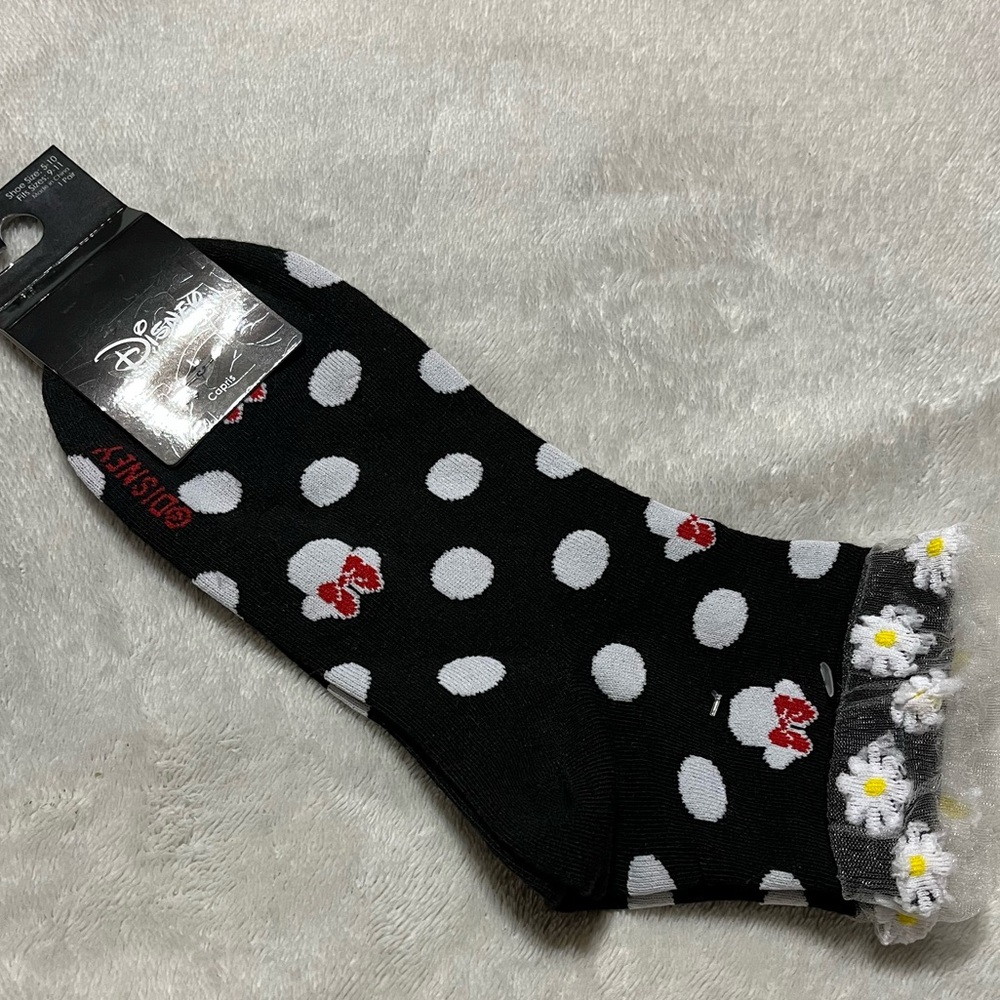 Disney Minnie mouse Black and White Polka Dot Capris socks
